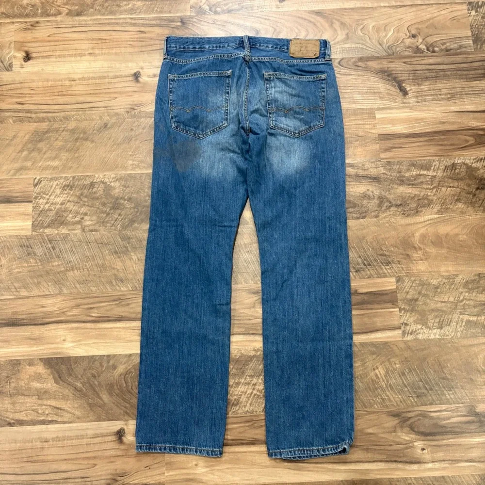 Y2K American Eagle Jeans Mens 34x32 Blue Slim Straight Denim Pants Casual
